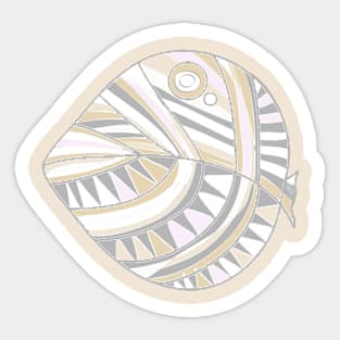 Mazipoodles New Fish Head Leaf White Gray Beige Distressed Sticker